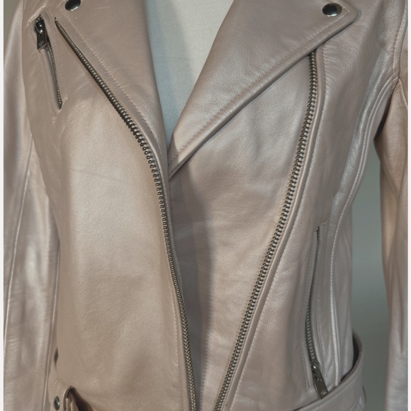 IRO Motobike Pink Metalic jacket 100% Lamb Leather Size 40 - Picture 3 of 8